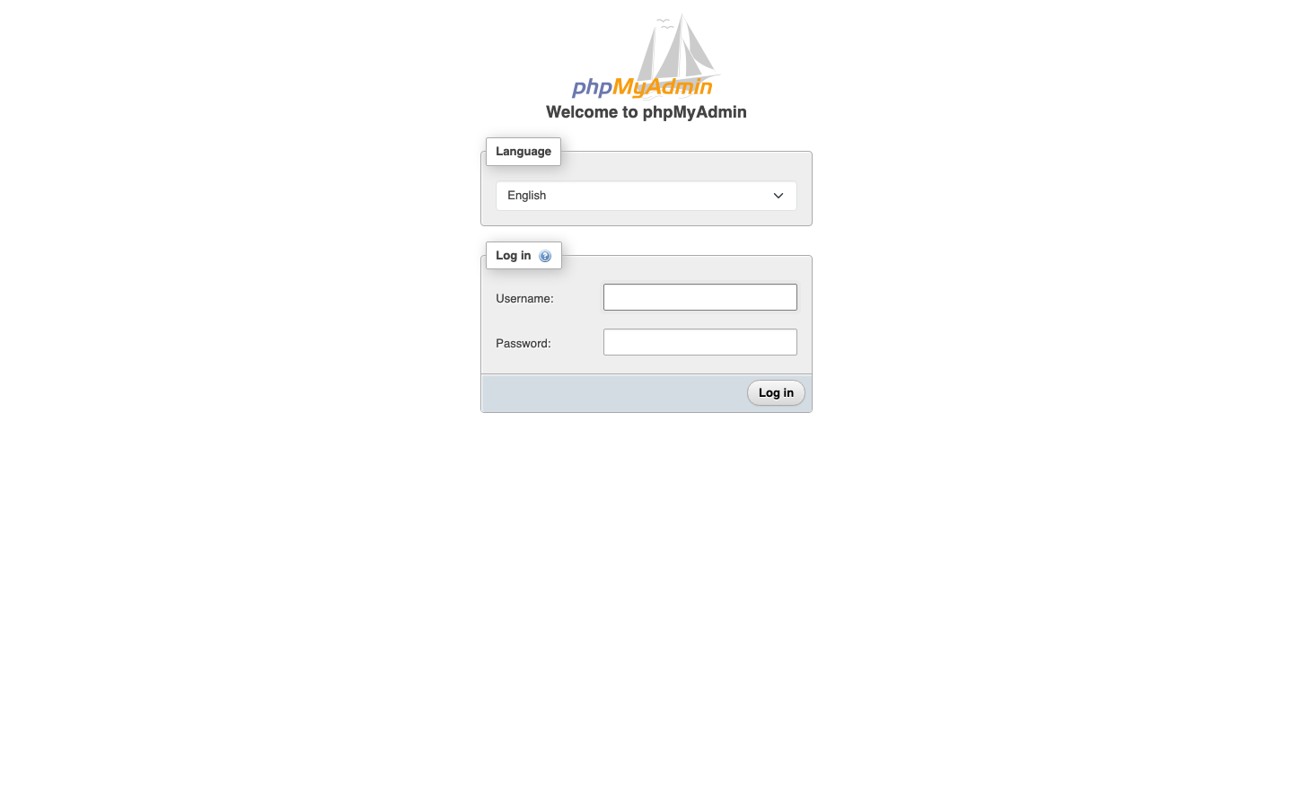 phpMyAdminログイン画面